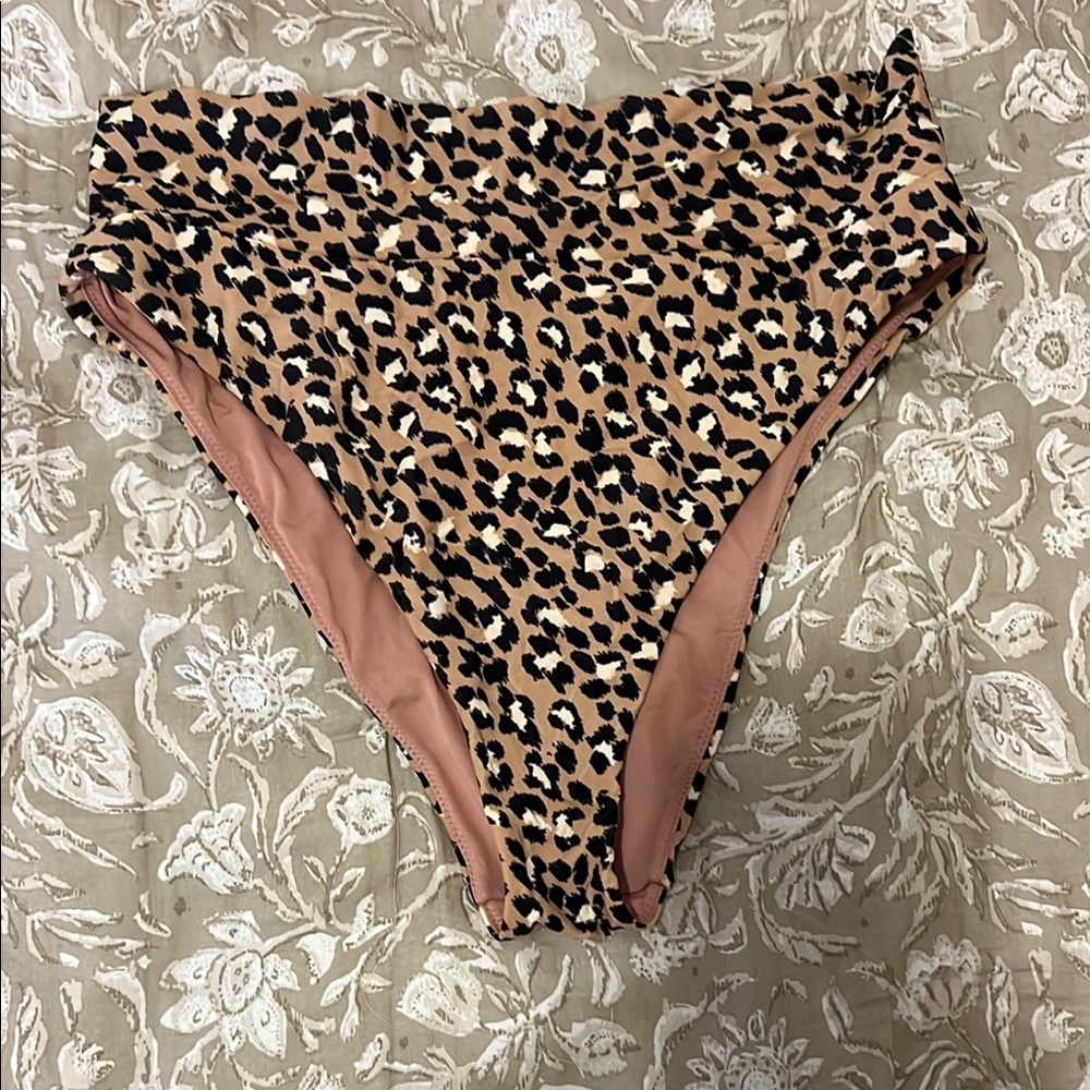 Leopard Print High-Waisted Bikini Bottoms